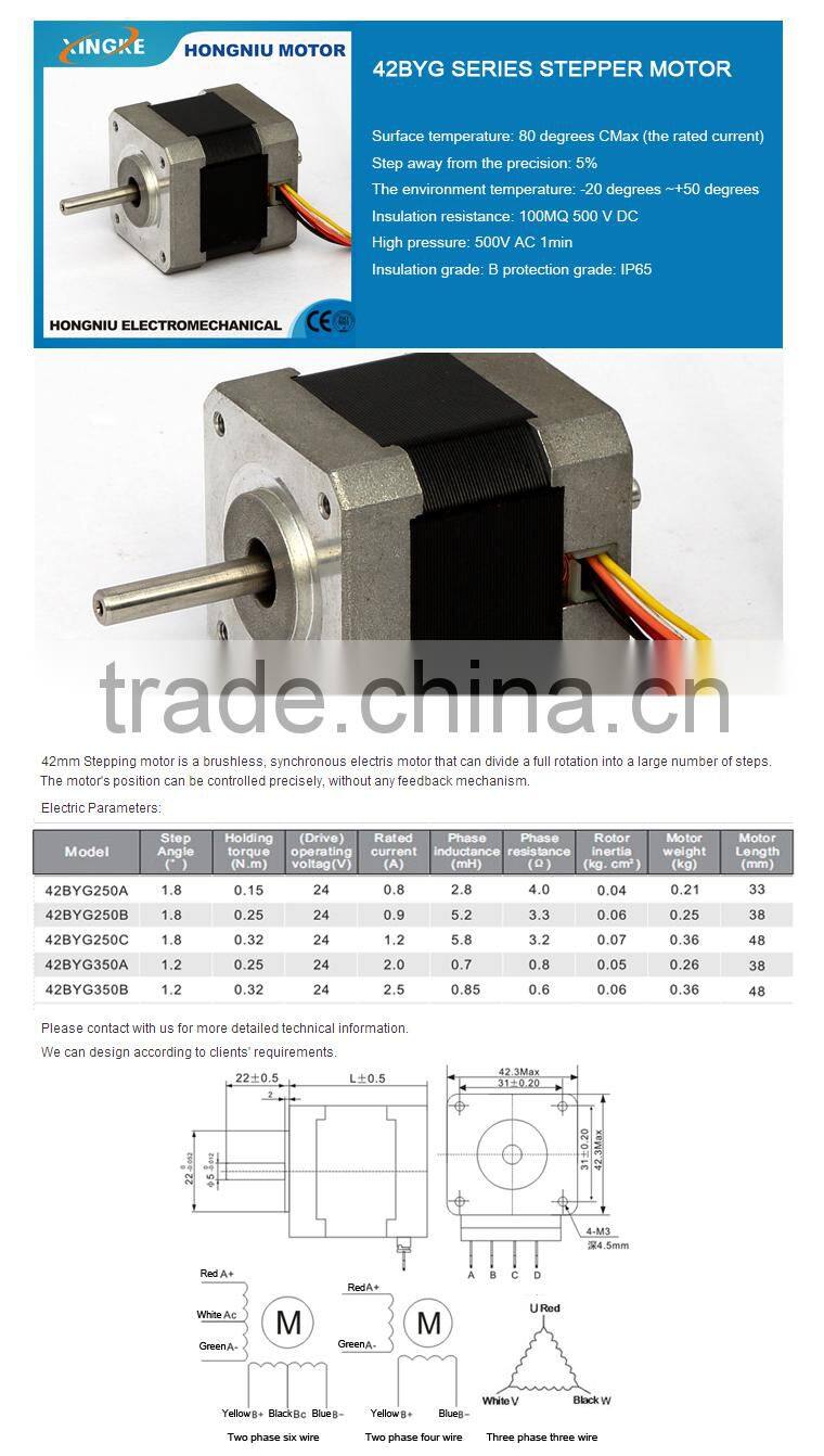 42 BYG Biphase or Triphase Hybrid Stepping Motor