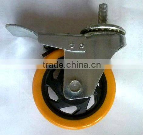 Good Qualtiy Medium Duty Diamond Polyurethane zinc Plate Fixed Wheel