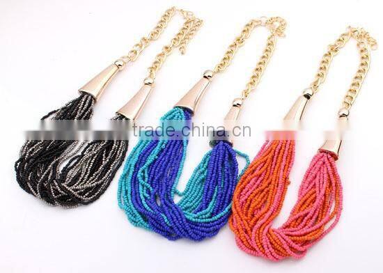 Top Quality 3 Color Beads Chunky Vintage Pendant Statement Necklace Women Necklaces & Pendants Fashion Necklaces for Women 2014