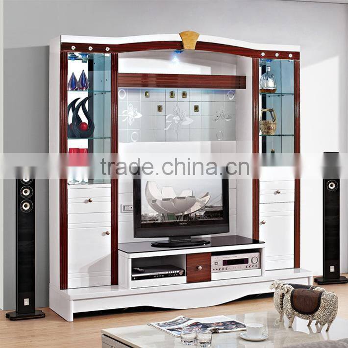 Modern glass and wood mixed led tv stands