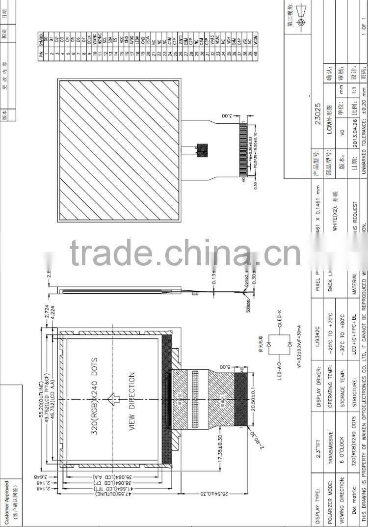 2.3 inch flexible transparent displays 320x240