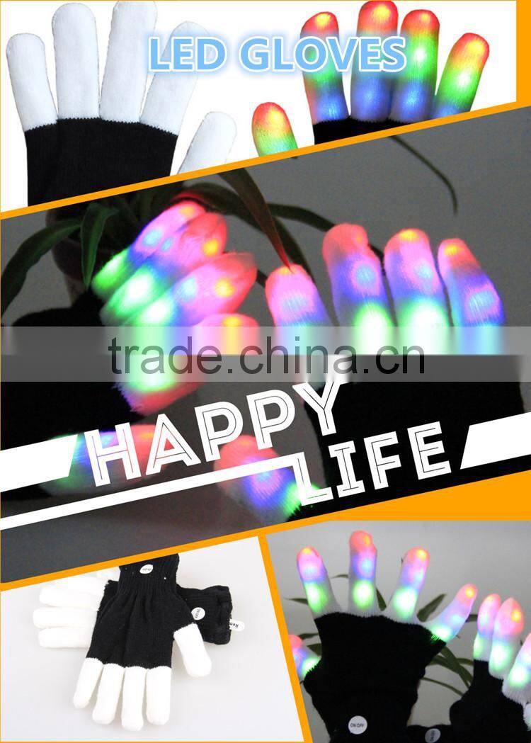 Hot sales amazine velvet flashing gloves raver dancing party 7 colors RGB light gloves
