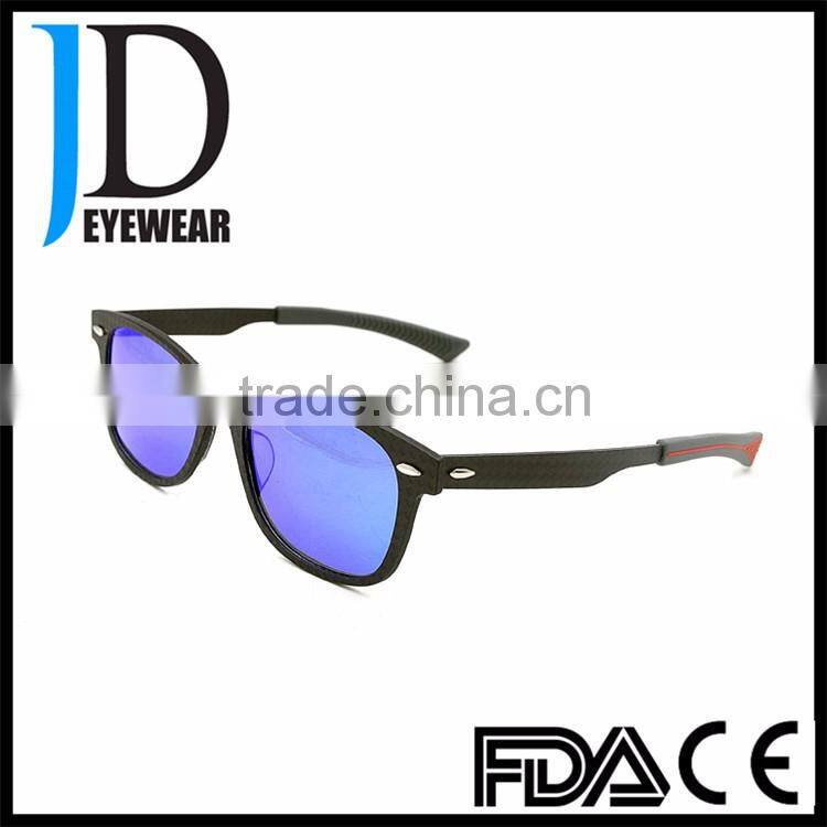 Custom Made Black Frame Blue Lens Vintage Carbon Fiber Sunglasses