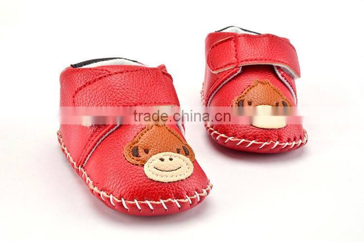 2016 new arrival baby shoes animal embroidered leather baby sport shoes