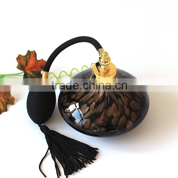 High-grade European and American Series Glass Airbag Pump Perfume Bottle & Empty Big Capacity Black Gold Point Decation Bottle