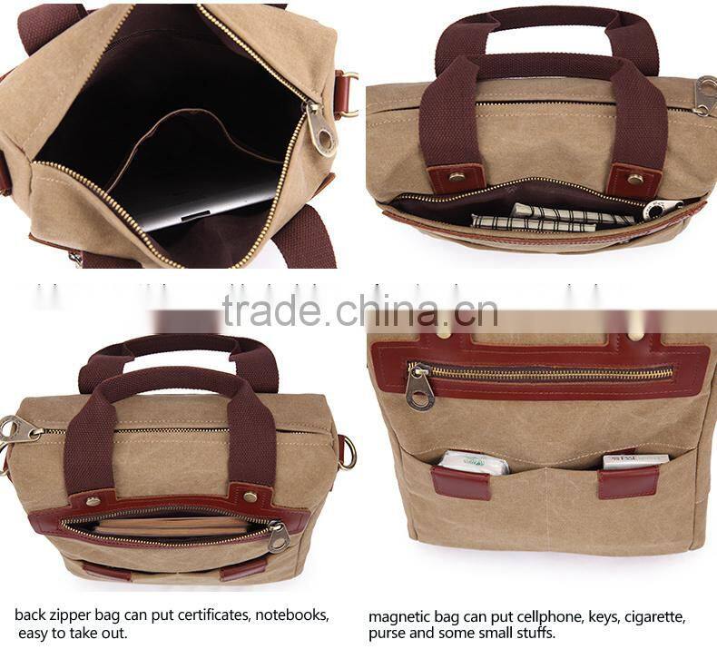 2016 good selling canvas bag leather handle cotton canvas tote unisex handbag