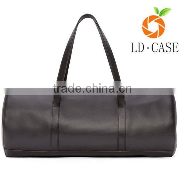 Vintage Crazy Horse Leather And Men Waxed Cotton Duffle Bag