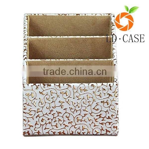 wholesale good price Handmade white print faux leather desk organizer