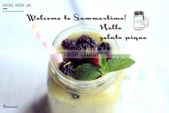 400ml Glass bottle mason jars with color painted wholesale with caps and straws