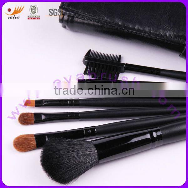 Seven-piece High-grade Goat/Nylon Brush Set with Black Cosmetic Bag
