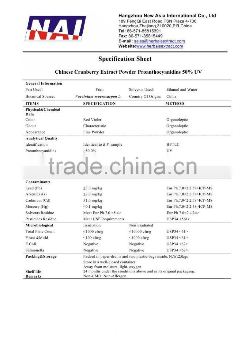 Pure Cranberry Prices,100% ID Vaccinum Macrocarpon,Proanthocyanidins 5%,10%,15% BL-DMAC;25%,40%,95% UV EP Method