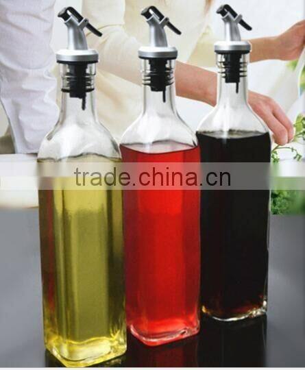 Clear Lucency Glass oil vinegar bottle square with press lid