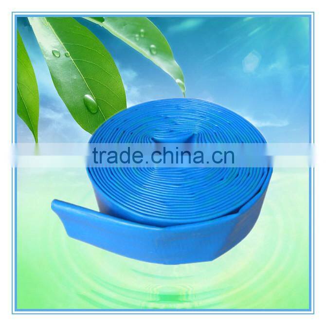 Plastic coated flat hose for garden irrigation system