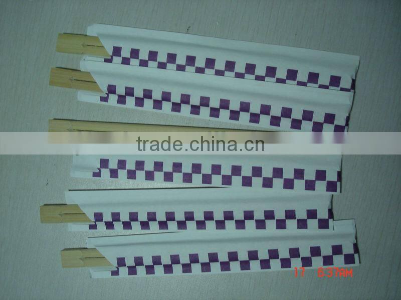 twins disposable bamboo chopsticks with custom paper sleeve