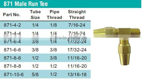 871 Male Run Tee,Air Brake Fittings for Copper Tube,Brass valve
