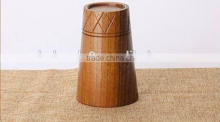 Wooden cylinder shaped tea mugs