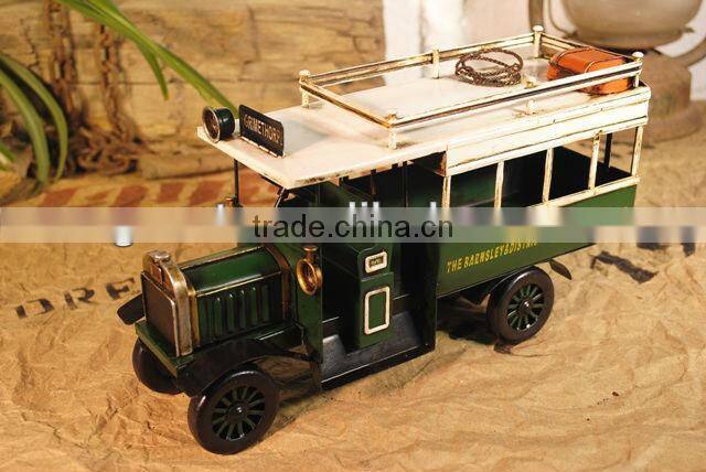 Antique metal handicraft bus model with paint