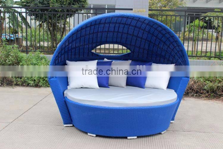Blue rattan sunbed for Hotel resort furniture