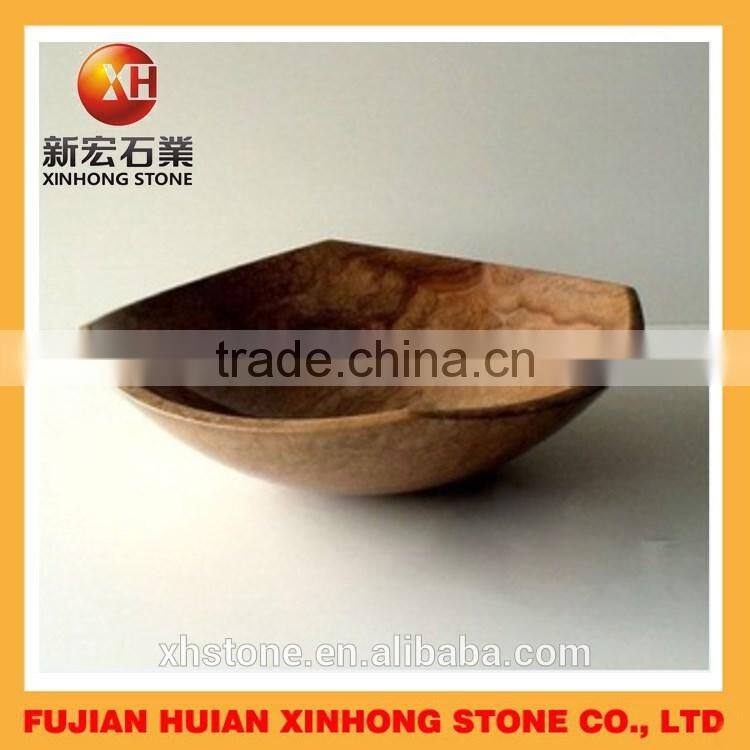 polished stone basin, stone hand washing sink with irregular shape
