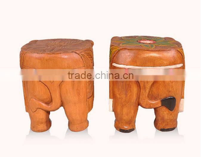 Thailand Style Living Elephant Shape Little Chair, Solid Wood Handcarved Chairs for Shoes Changing (BF01-X1176)