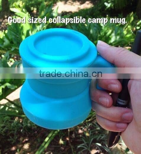 Silicone Travel Collapsible Camping Cup with Lid