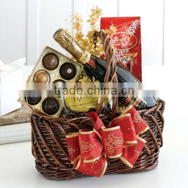 Unique eco-friendly wicker handle gift basket