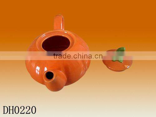 Factory direct wholesale 750cc ceramic pumpkin tea pot kettle