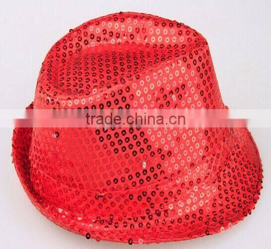 Hot-selling Factory Cheap Christmas Events Party Supplies LED Flashlight Colorful Hat Luminous Jazz Hat Sequin LED Hat