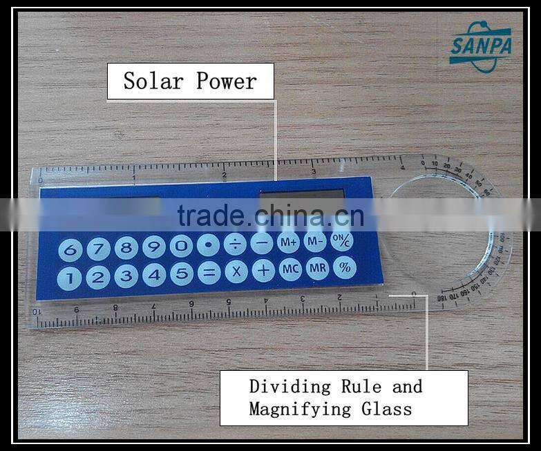 Multifunctional 10cm Plastic Ruler/Solar Calculater/Magnifying Gass