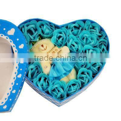 Romantic gifts plush bear heart-shaped rose flower soap