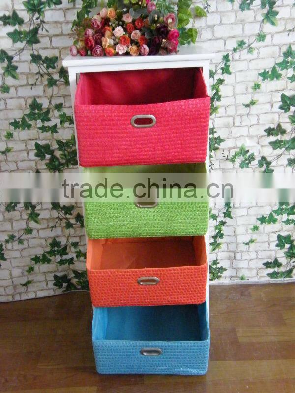 white wood storage cabinet with 4 drawers made in China