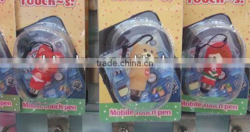 Mini cartoon design touch screen pen with dustproof plug