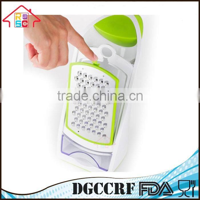 NBRSC Multi-Functional 3 in 1 Ergonomic Vegetable Grater and Container Cheese Slicer with Interchangeable Stainless Steel Blades