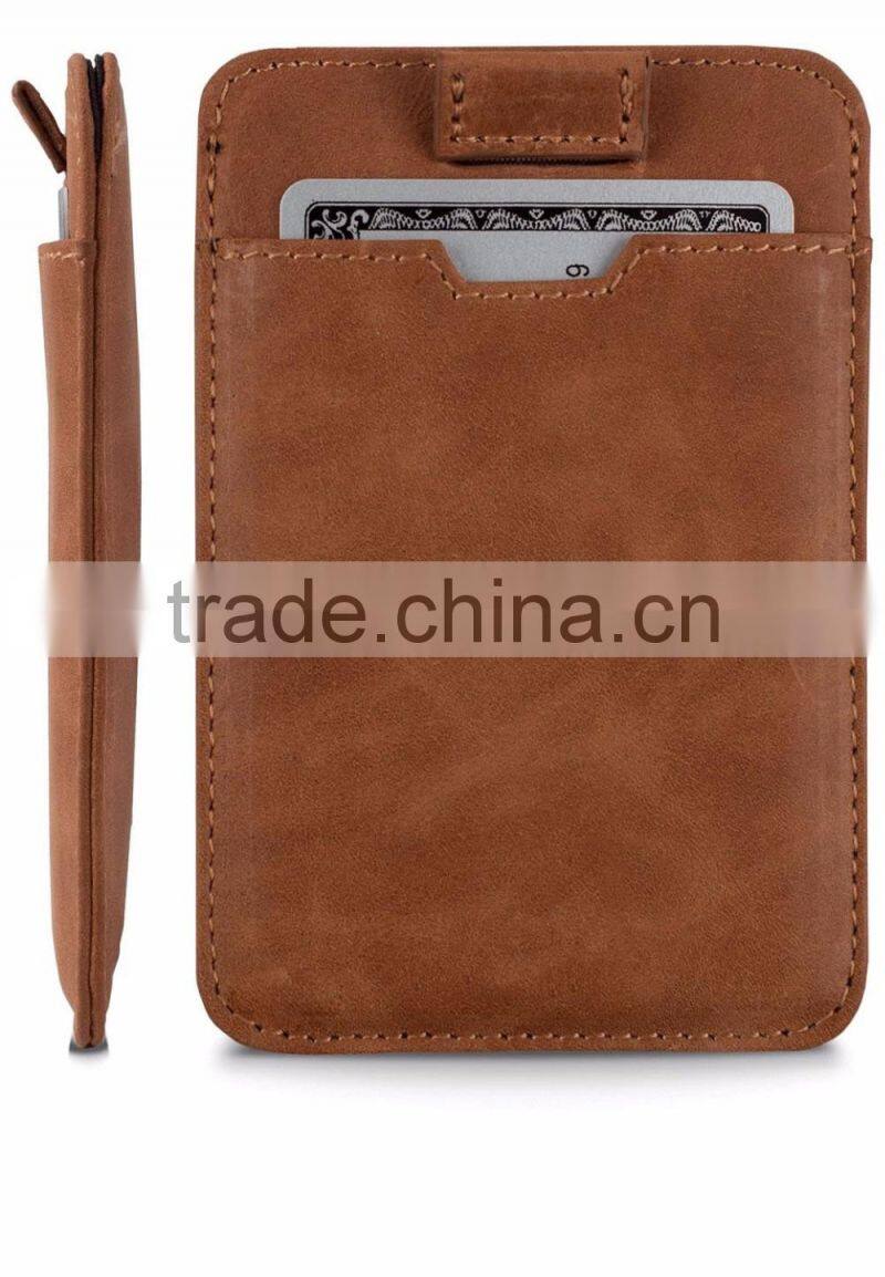 Italian Leather Ultra Thin Card Holder Slim Card Sleeve Wallet with RFID Protection