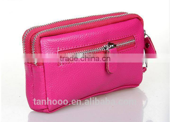 2017 hot sales Classical design genuine leather wallet high qualityzippered ladies leather wallet