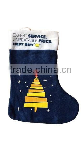 Manufacturer china new products polyester Santa Sacks wool felt custom sock wholesale with Christmas tree stars around
