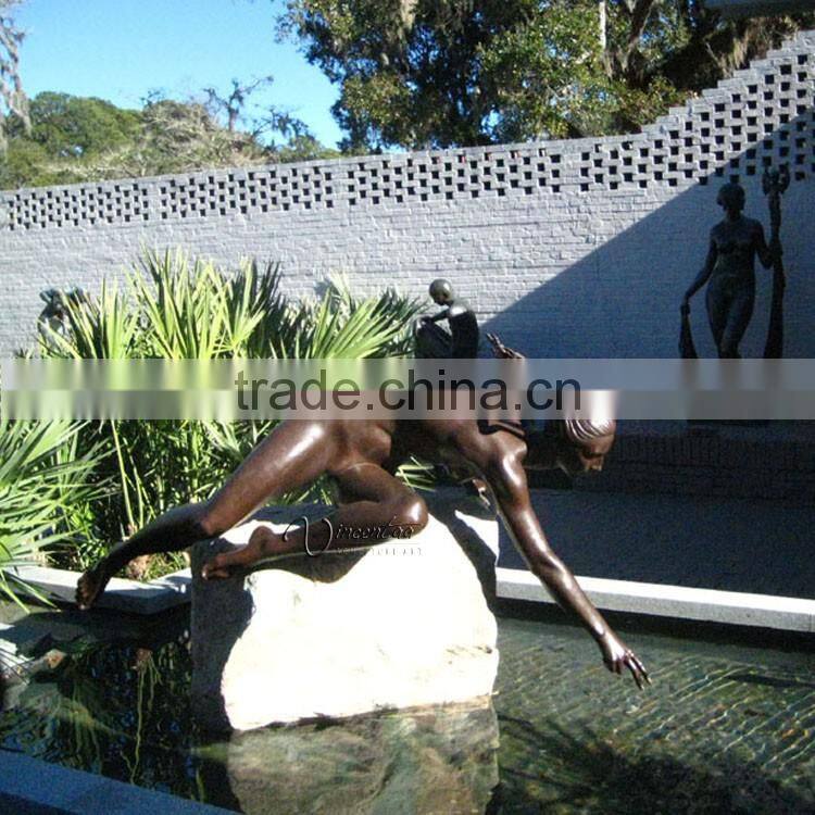 home decor metal craft life size sexy nude woman bronze sculpture fountain