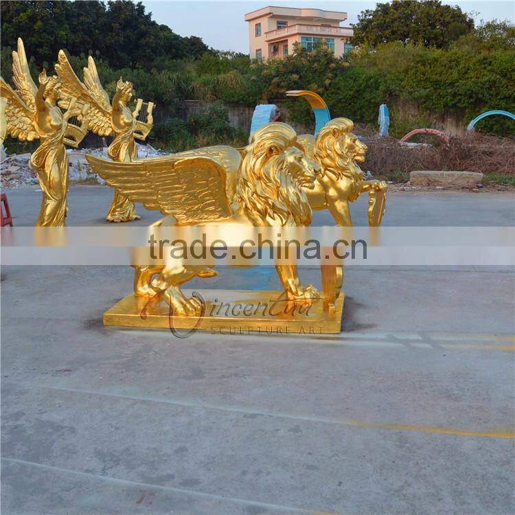 outdoor garden decoration resin craft fiberglass lion statue