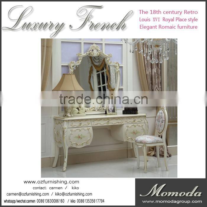 CB8-4 Antique gold baroque solid wood carved all flooring mirror bedroom decoration standing mirror