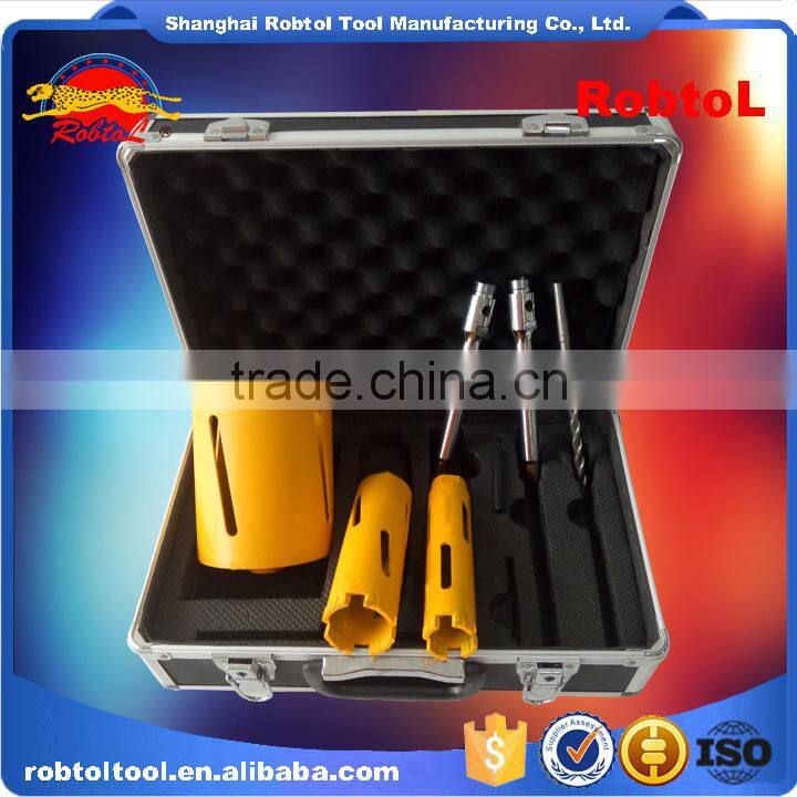 7 in 1 Kit Cured Reinforced Concrete Diamond Core Drill Bits Asphalt Masonry Cement Brick Block Wet Boring Segmented