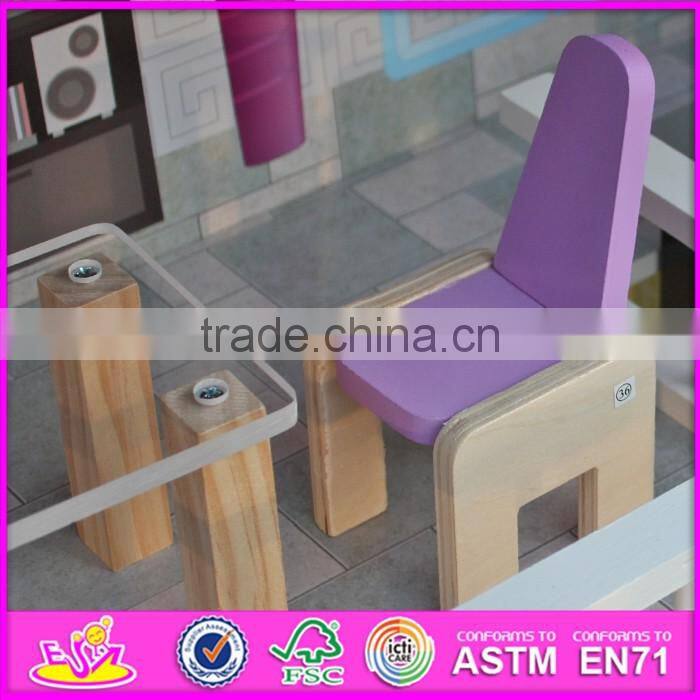 2016 new design girls pretend play super model wooden dollhouse W06A151