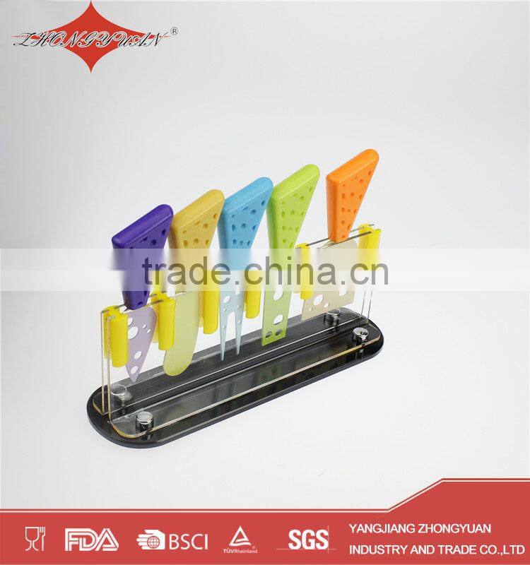 5 pcs colorful wholesale cheese knives set for kitchen gadget 2015