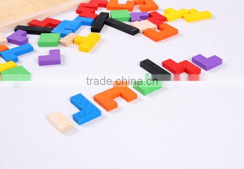 Colorful Wooden Tangram Brain-Teaser Jigsaw Puzzle Tetris Preschool Game