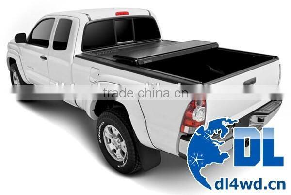 Black soft tri-fold tonneau cover for Toyota Tacoma 2005-2015