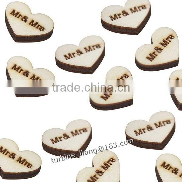 MR & MRS wooden sticker ,Wooden Heart Sticker for weddings