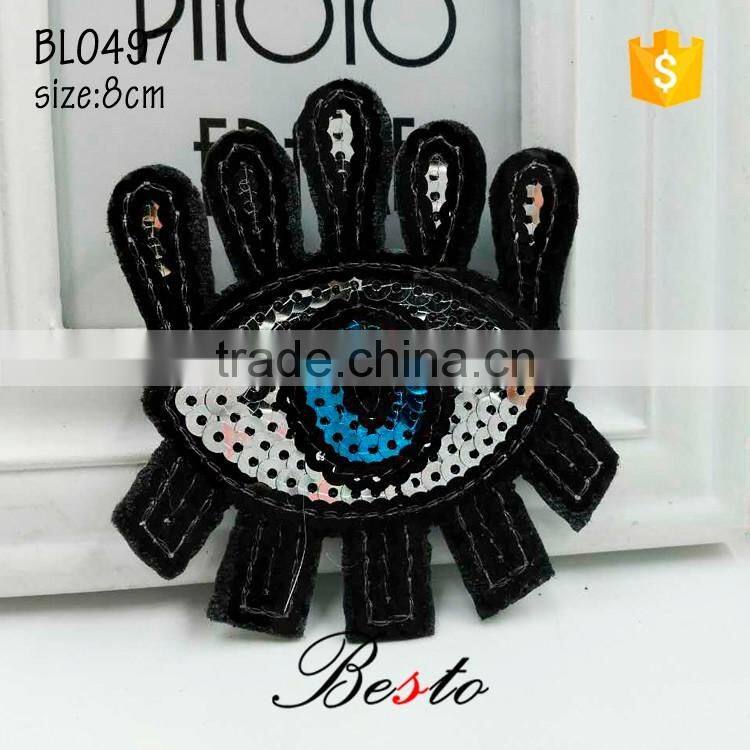 Custom wholesale bow sequin butterfly applique for garment