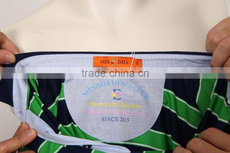 Men's 100%cotton stripe softtextile t shirt polo