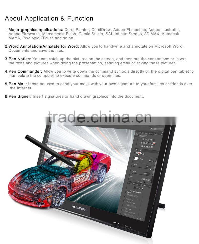 Huion GT-190 19'' 1440 x 900 TFT VGA 2048 Levels for education and drawing Graphic Tablet Monitor LCD pen Display