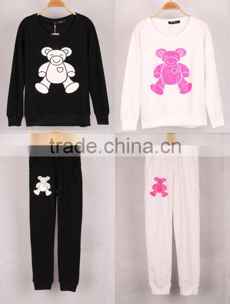 Letter Geometric Print Hoodies Pants Sets Women Sport Wear Loose Suit Tracksuit