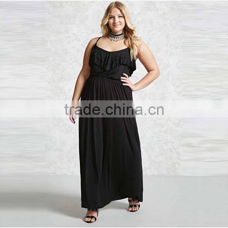 2017 Summer Women Ruffled Maxi Dress Plus Size Cocktail Dress For Fat Lady HSd9039